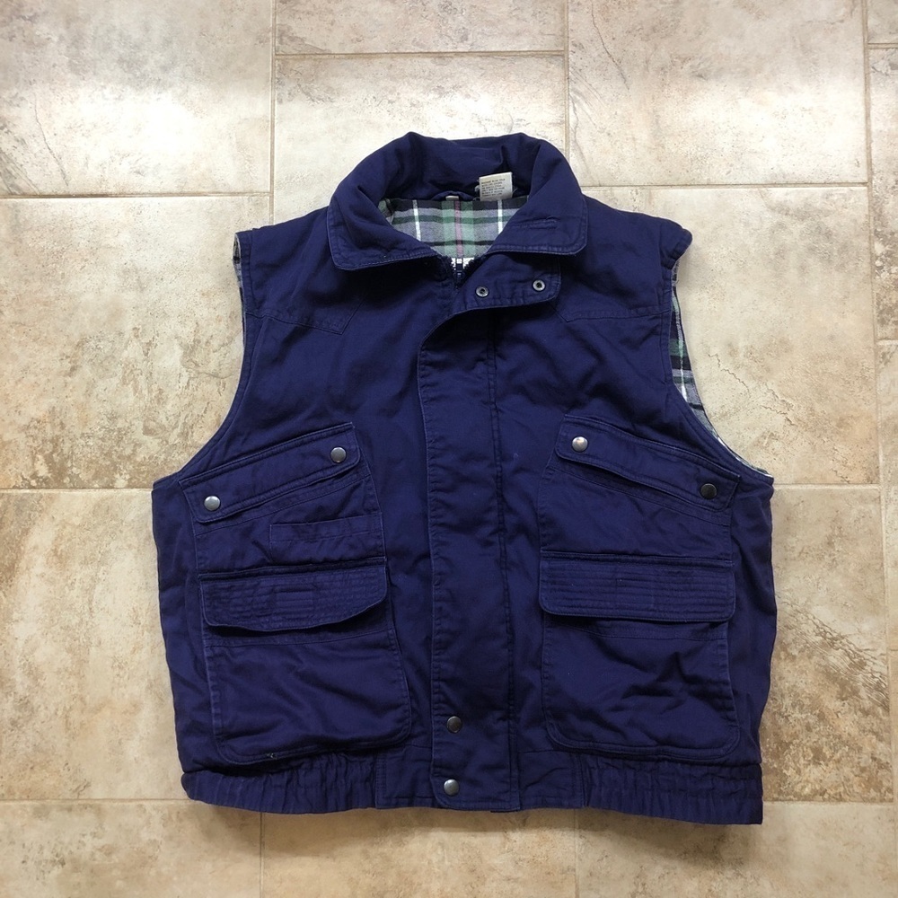 Vintage Campus Rugged Outdoors Flannel Lined Utility Vest Deep Purple